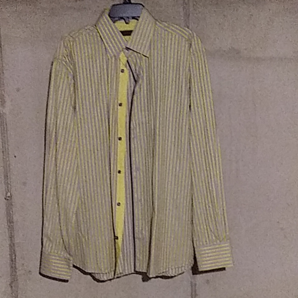 Yellow and Blue Striped Byron Dress Shirt